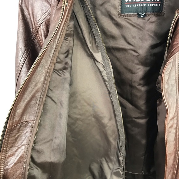 Vintage Wilson Men’s Brown Leather Jacket Sz L - Picture 12 of 12